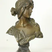 French Art Nouveau bronze bust 'Cendrillon' by E. Villanis – circa 1900