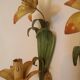 Floral single-arm wall lights, wall sconces, toleware, French vintage enamel.
