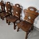 4 x Brutalist oak dining chairs / 60's