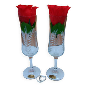 Hand-engraved champagne flutes