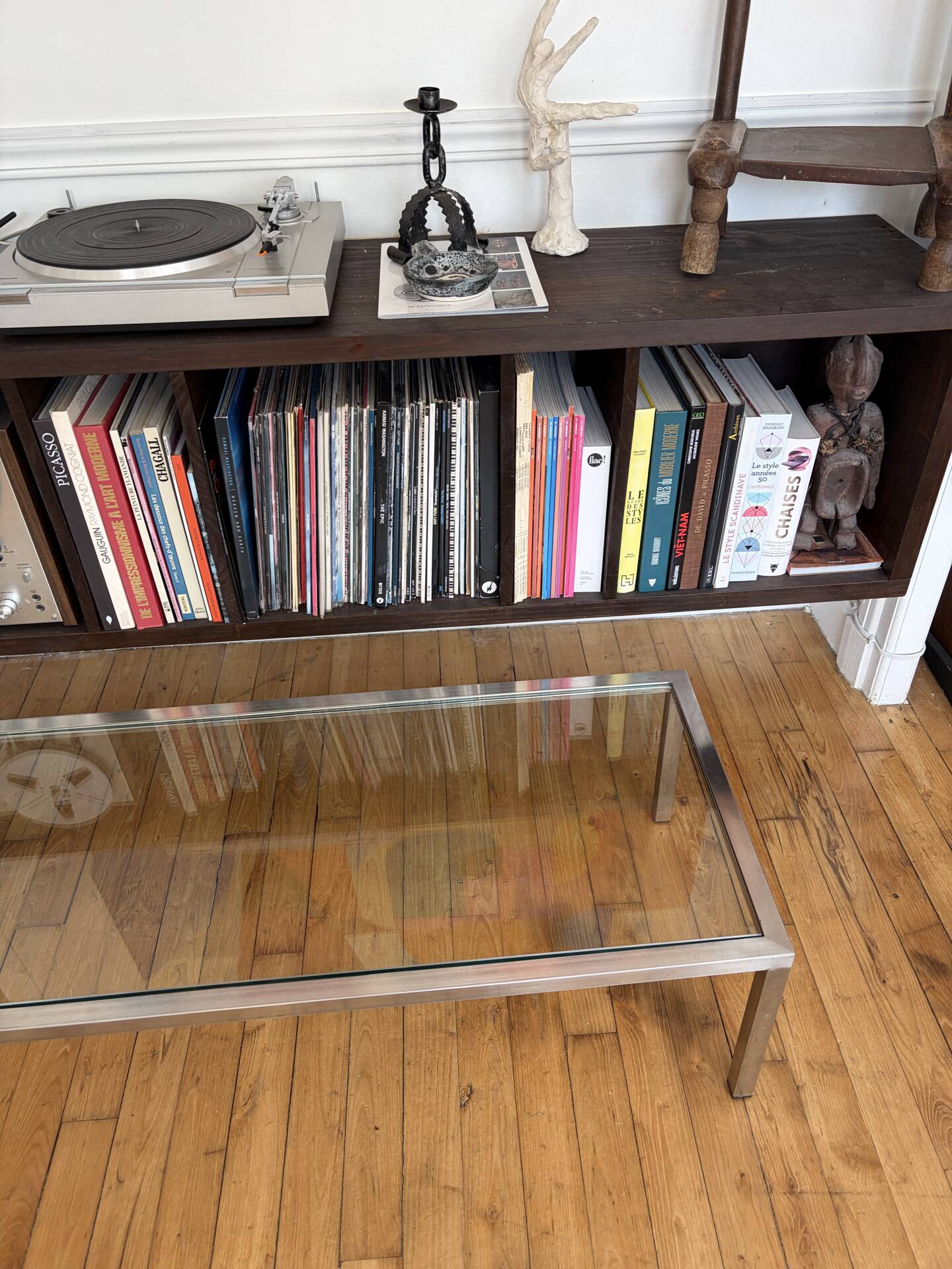 Chrome and glass coffee table from the 70s.