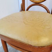 Set of 4 Vintage Bentwood Dining Chairs: Cane Back, Leather Seat, Thonet St
