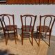 set of 3 curved wooden bistro chairs with patterns
