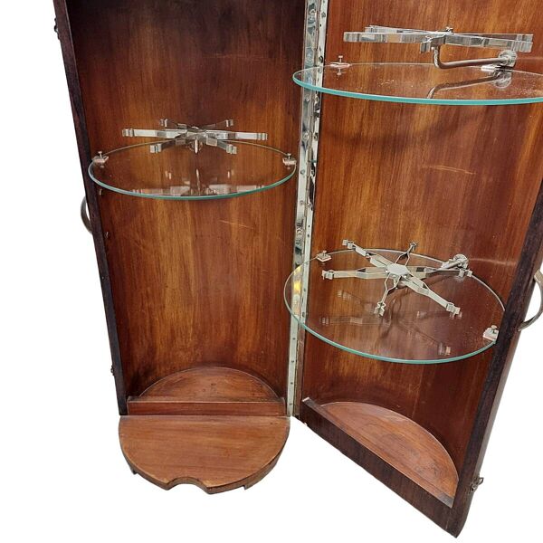 Mobilier de bar rond en acajou de style Art déco français, années 1920/30