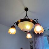 Chandelier in glass paste and bronzed metal