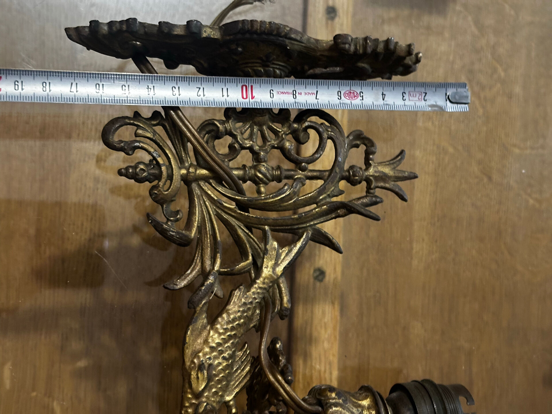 Pair of naturalistic wall sconces with fish circa 1900