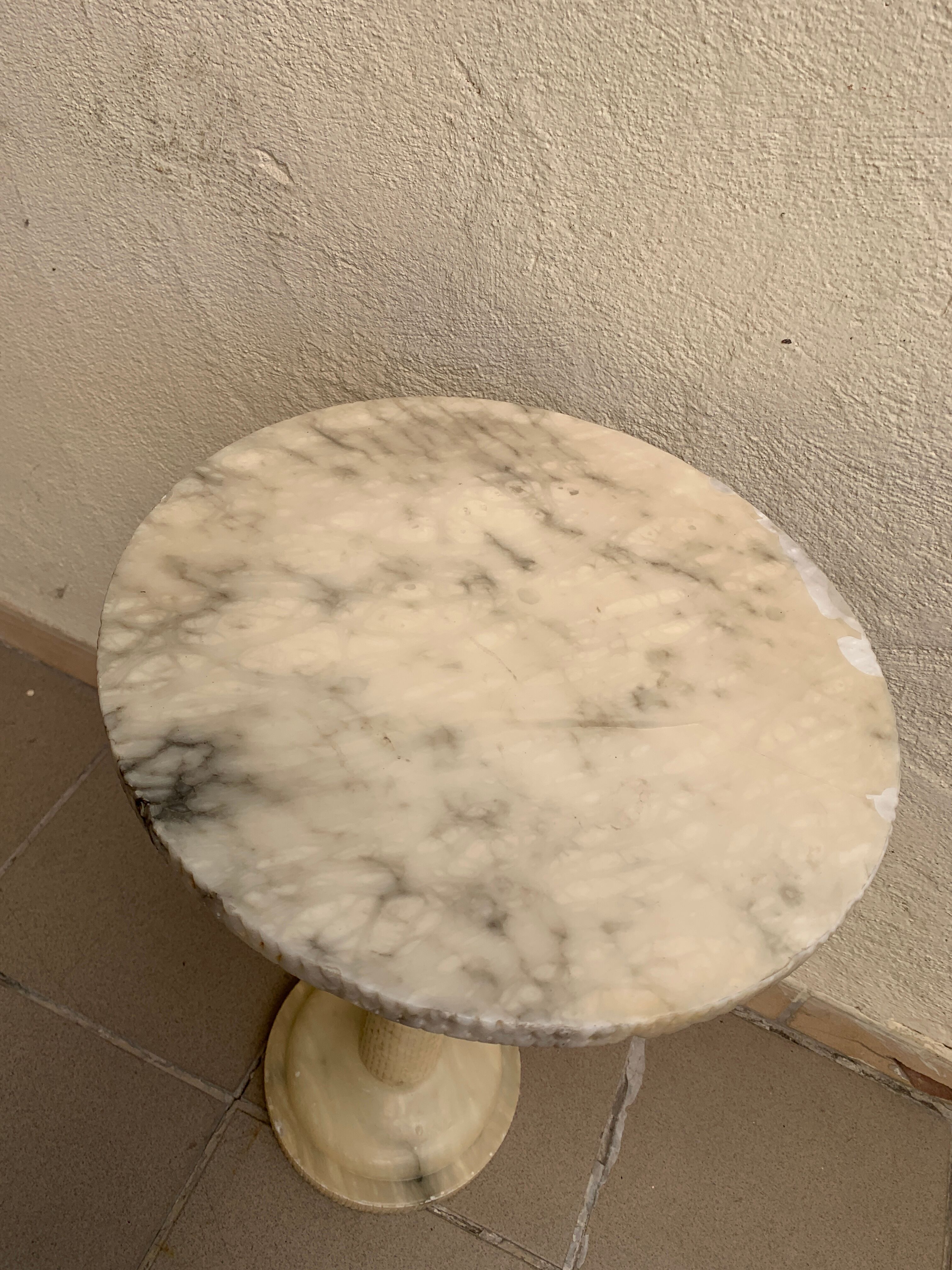 White marble pedestal table