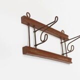French Art Deco folding wall mount coat rack, ca. 1930
