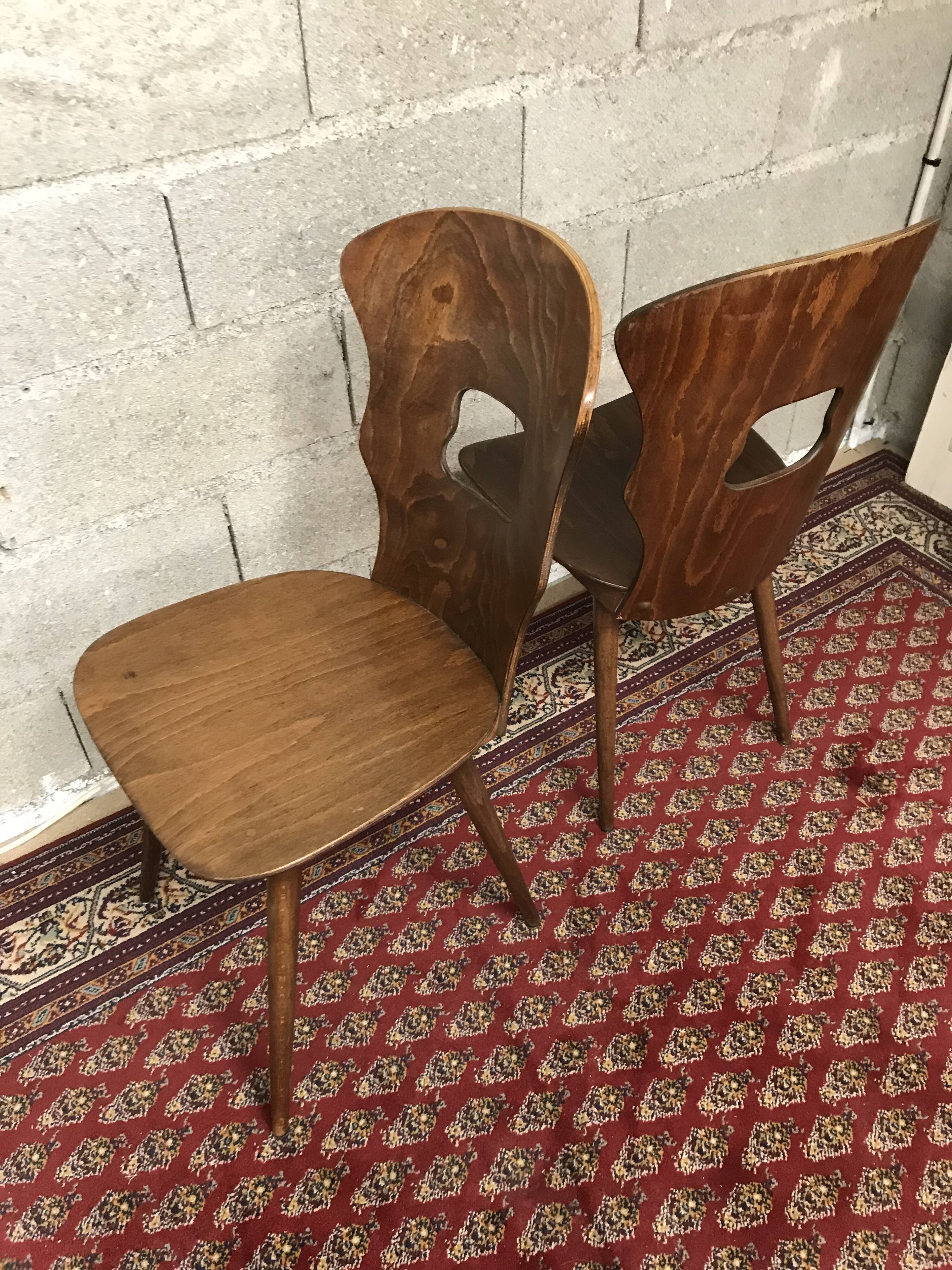 Pair chair bistro baumann gentian vintage 50/60