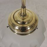 Art Deco pendant lamp with matt glass shade and brass fixture, 1930s