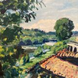 Village landscape signed Faucher