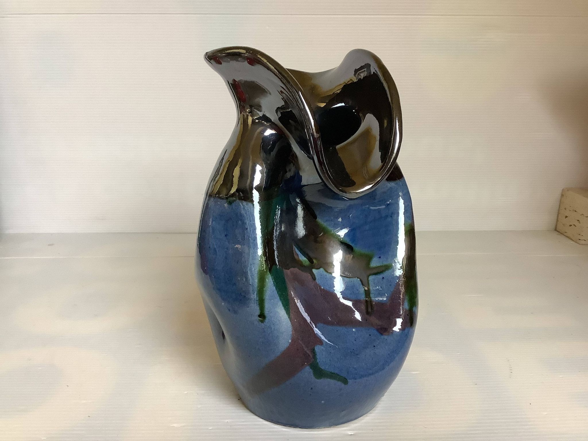Iridescent modernist vase by Thomas Buxo