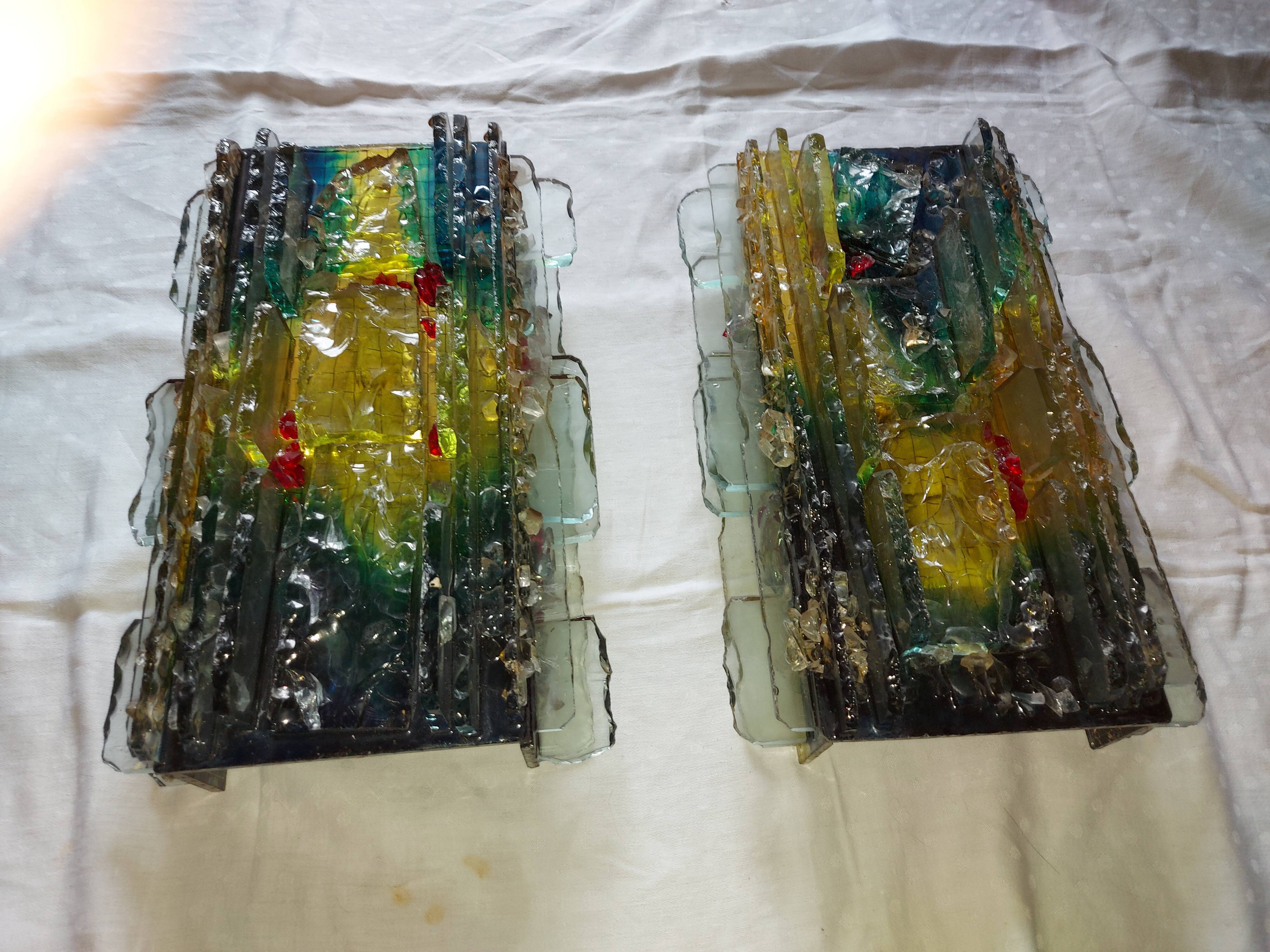 Pair of raak glass appliques, Willem Van Oyen, Chartres model