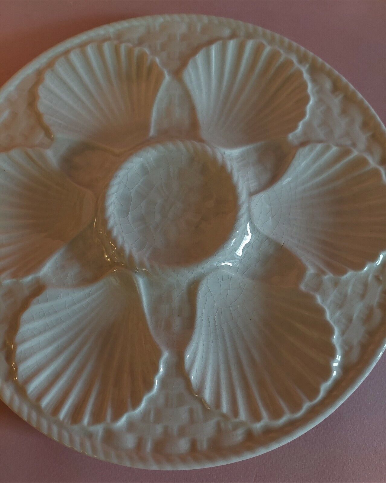 Longchamp white earthenware oyster plate