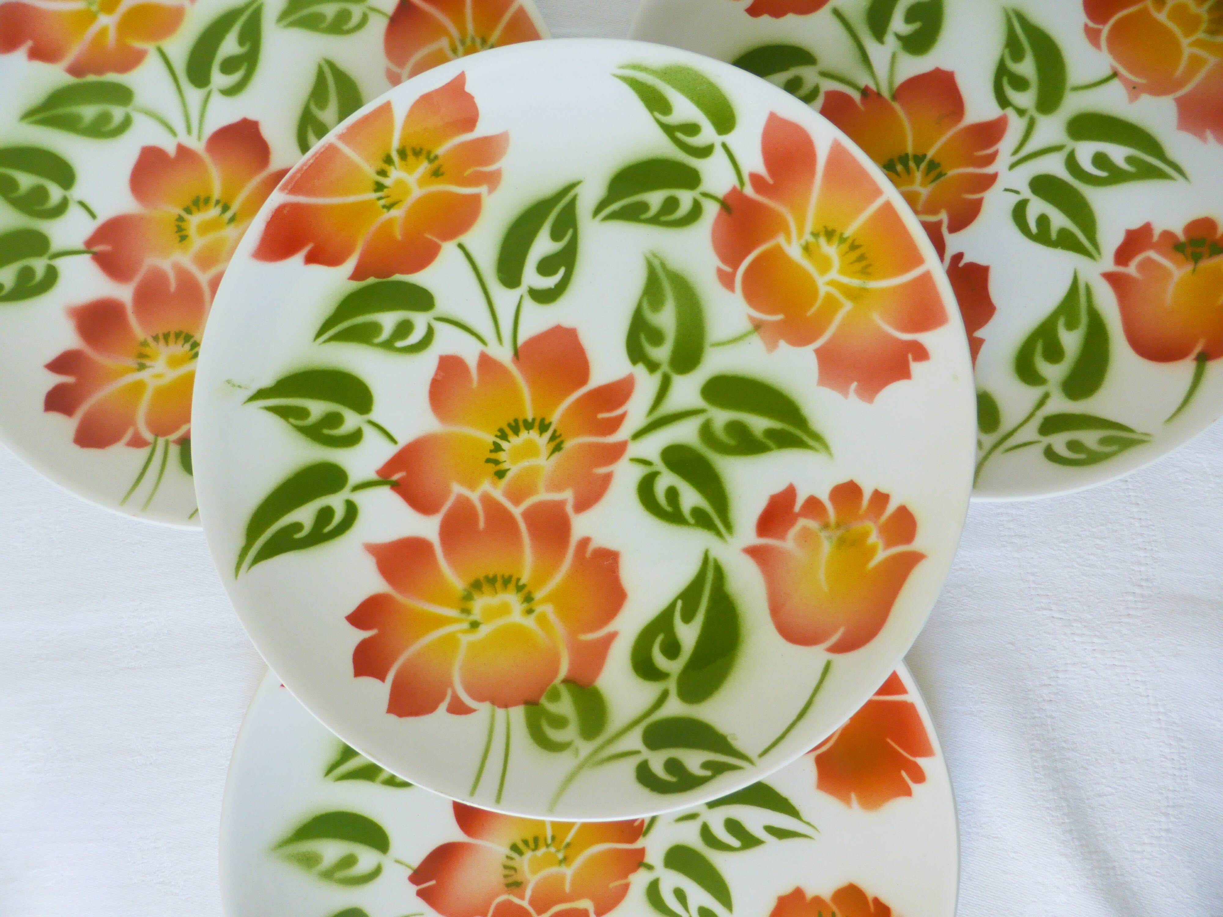 Lot de 4 assiettes dessert vintage Moulin des Loups Orchies Ontario 210681