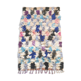 Small reversible colorful Boucherouite Moroccan rug