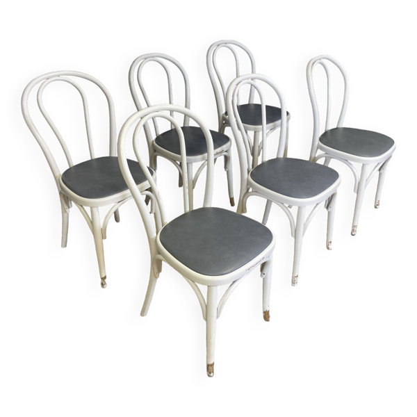 Lot de 6 chaises bistrot bois courbé type Thonet