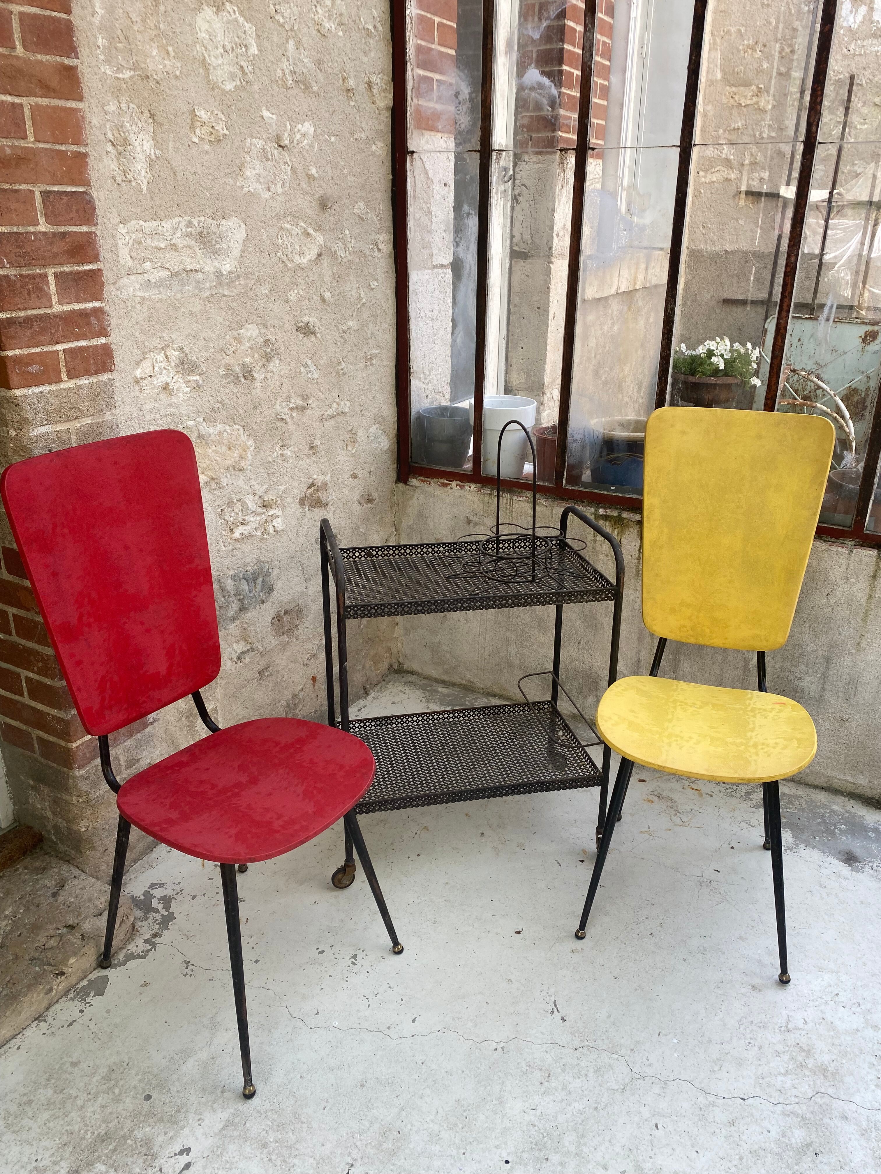 Pair of chairs skaï 1950/60