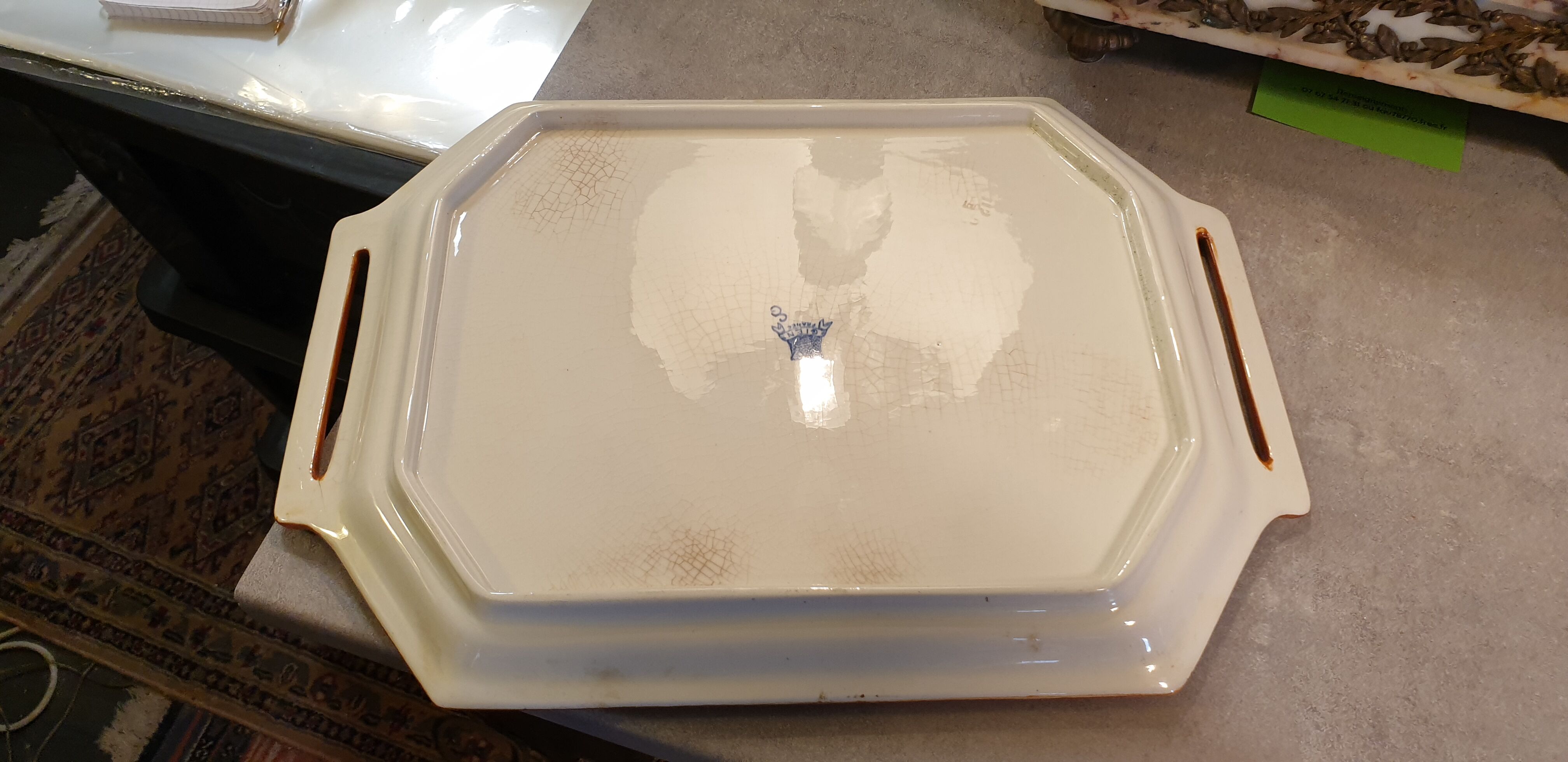 Gien earthen earthenware dish peony model