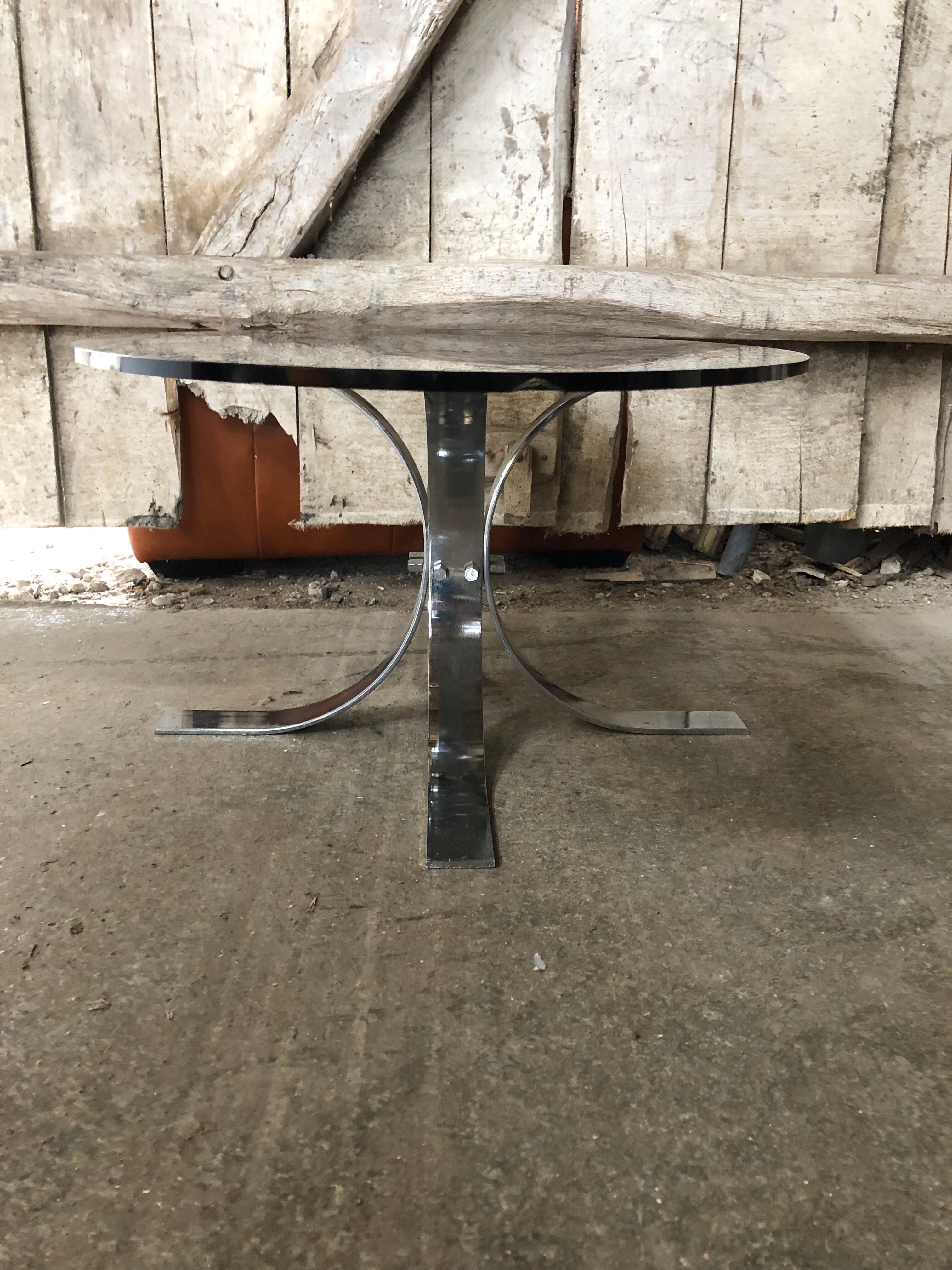 Old coffee table design chrome foot curved