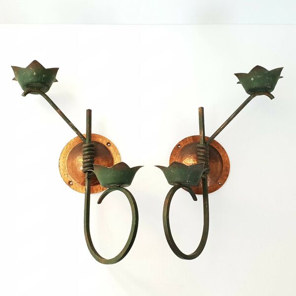 Paire de porte-plantes porte-pots muraux vintage 1940 1950 vintage 40s 50s
