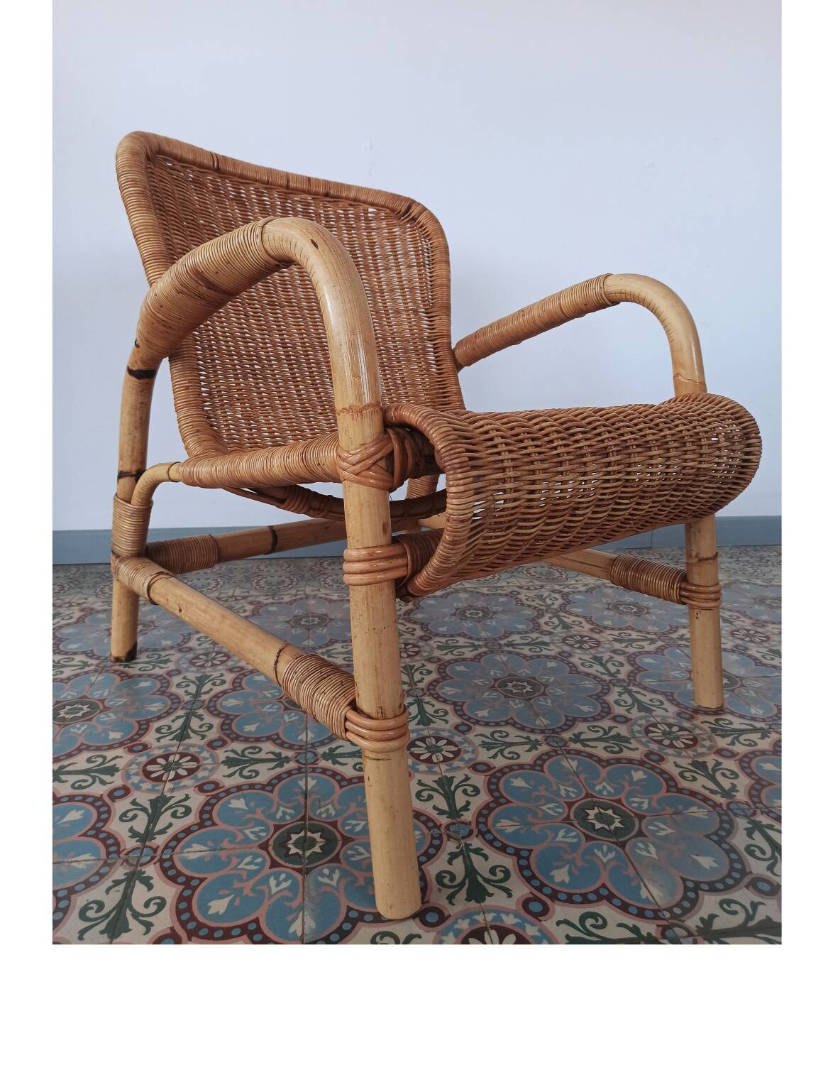 Bamboo and rattan armchair, 50s