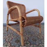Bamboo and rattan armchair, 50s