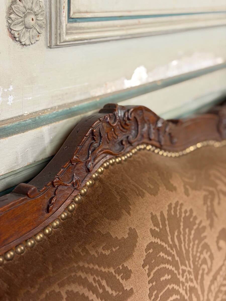 Small Louis XV style wingback bench, circa 1880