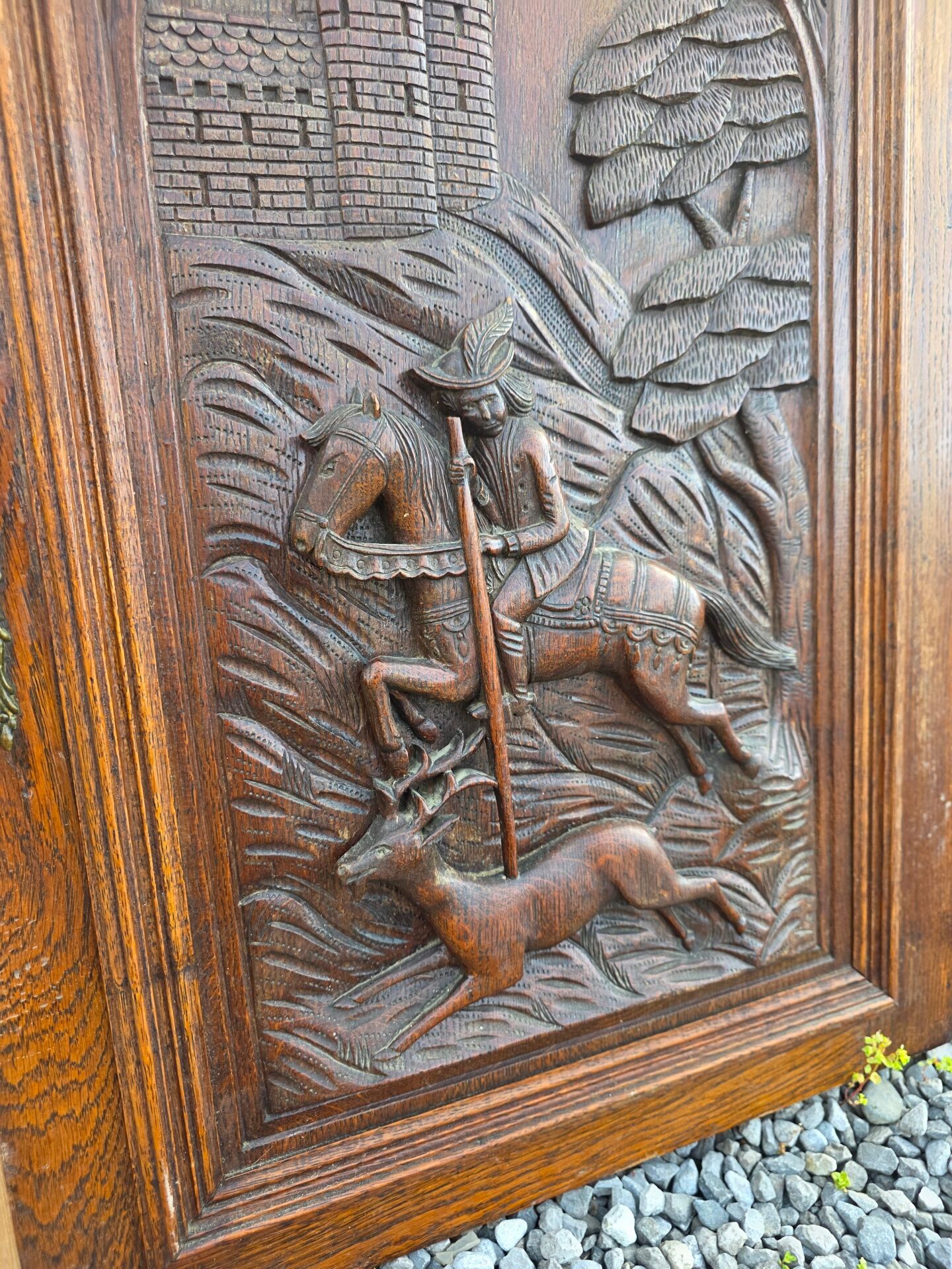 Carved oak solid wood door