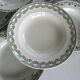 Set of 6 blue and green ironstone deep plates, French earthenware.