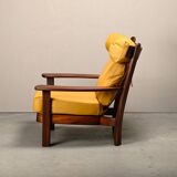 Brazilian Lounge Chair in Rosewood and Ochre Leather