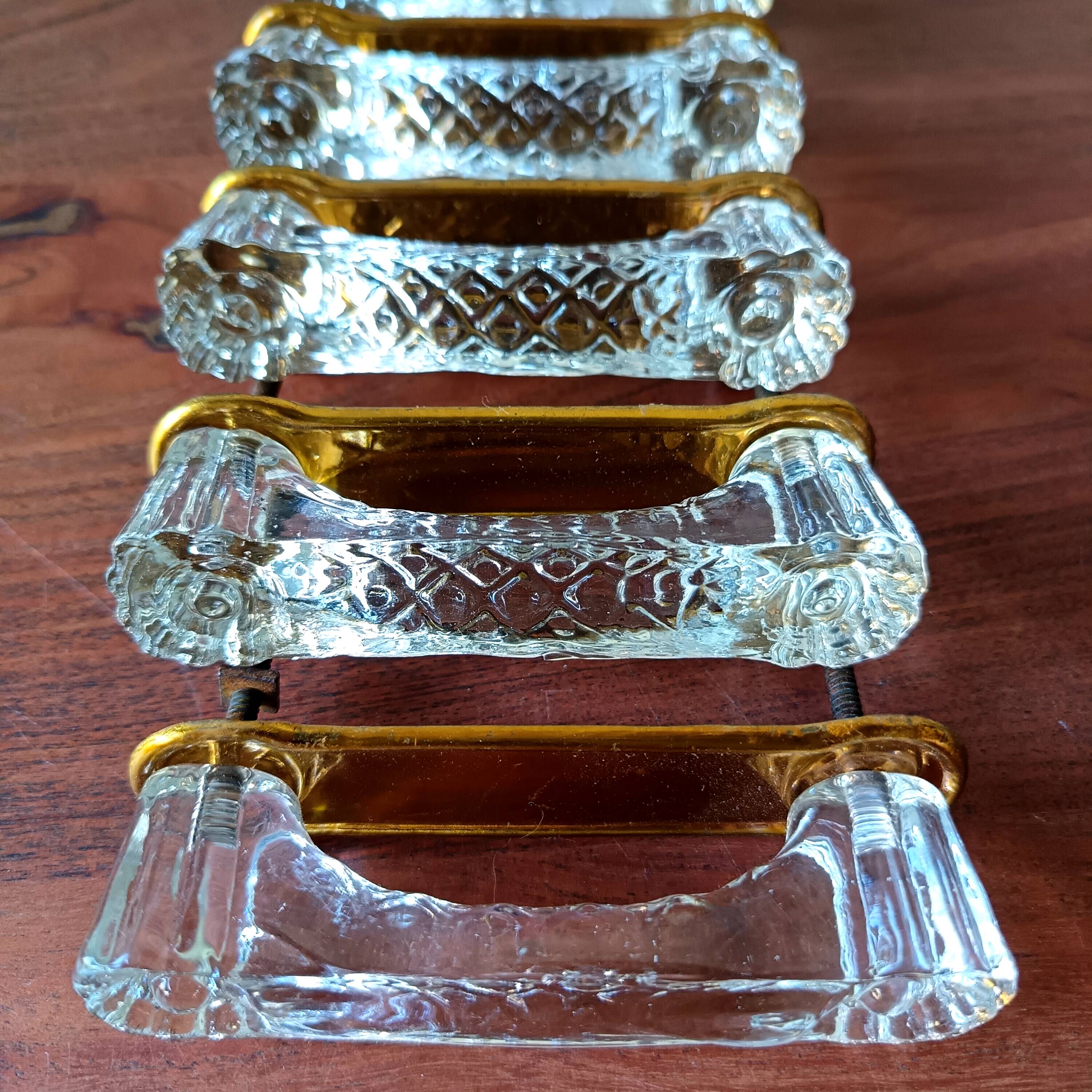 5 antique glass handles