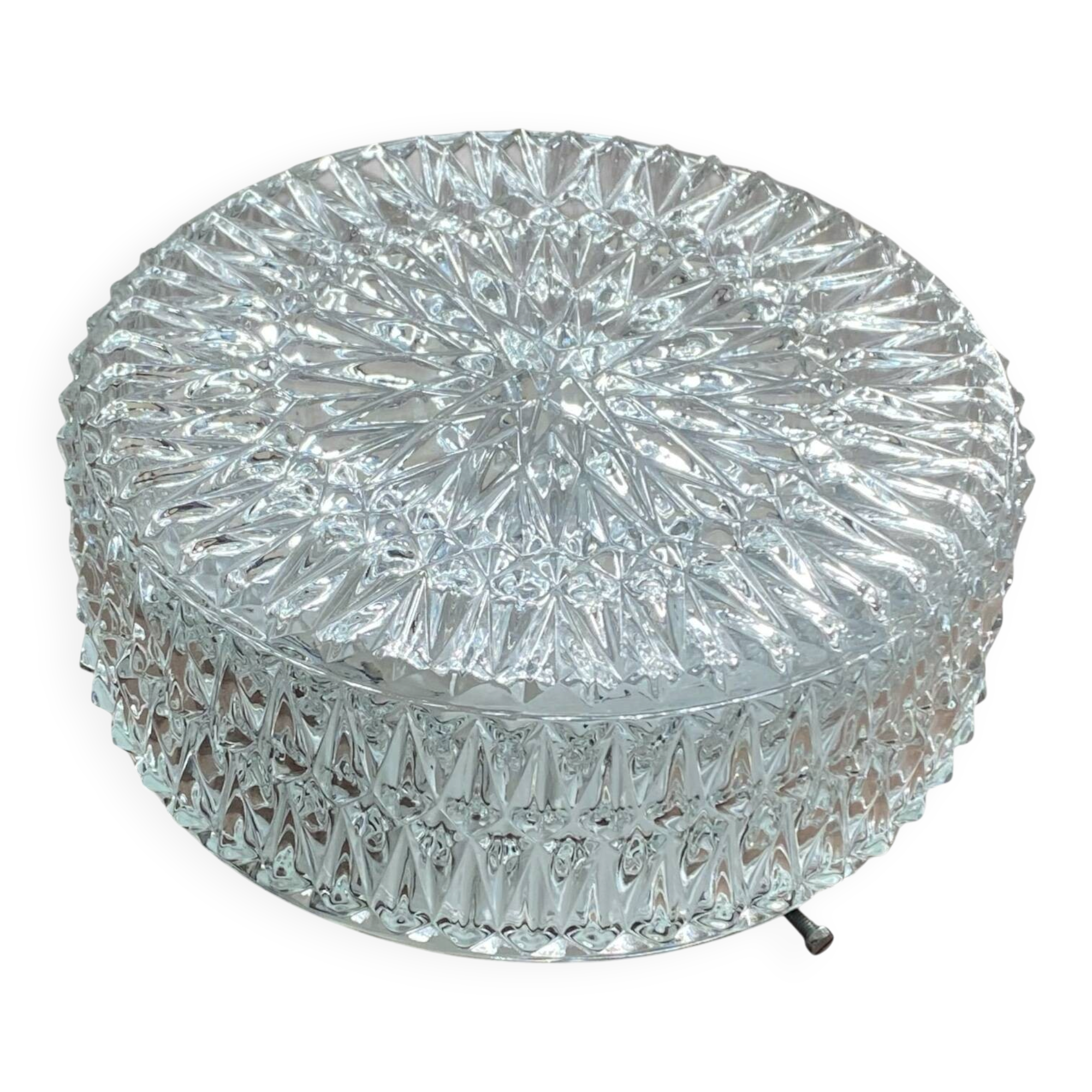Applique murale plafonnier verre transparent luminaire ancien vintage 1970