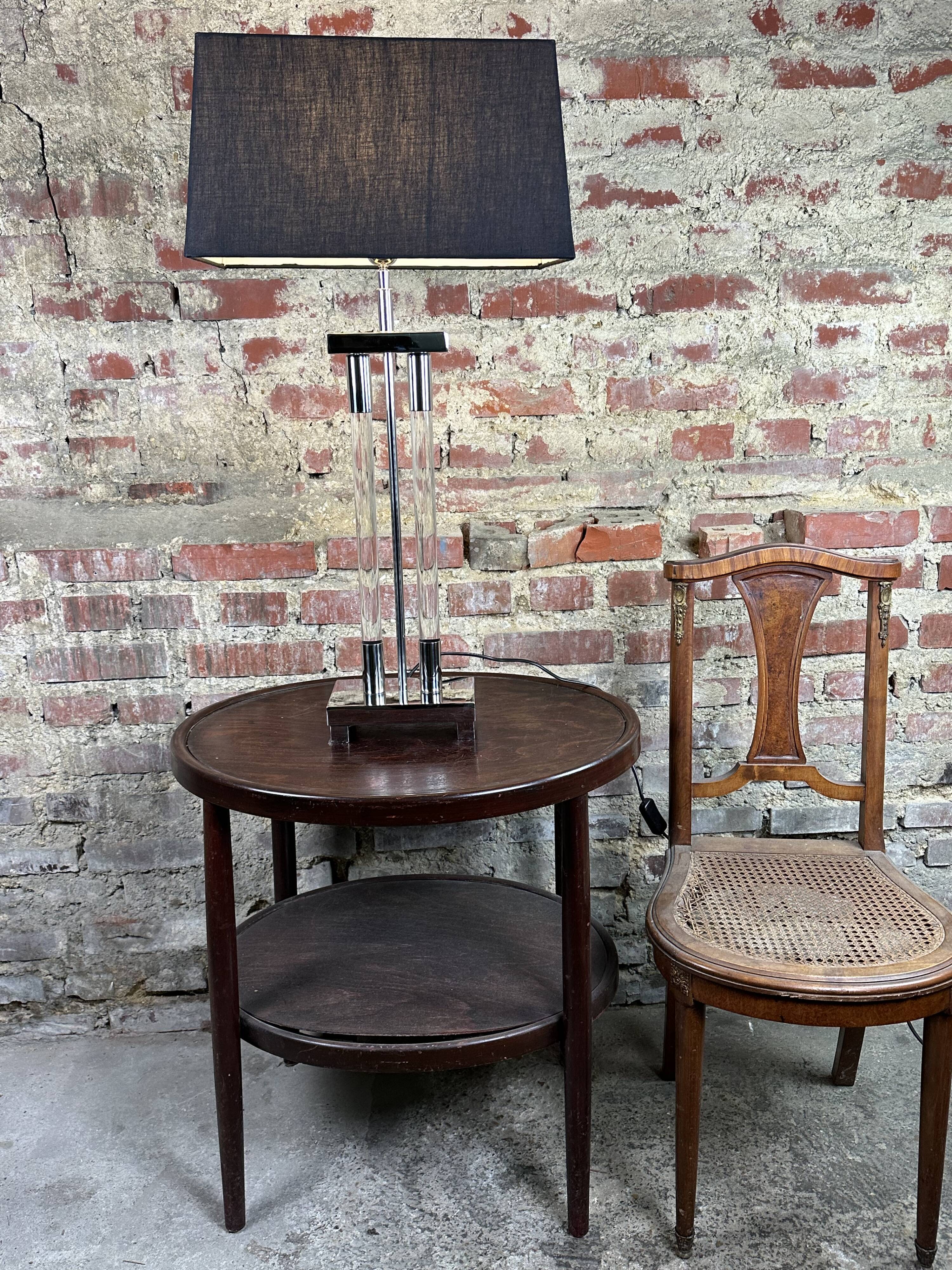 Designer lamp in chrome metal and Altuglass 1990s Ht 85 cm