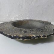 asymmetrical brutalist stoneware bowl signed Vintage