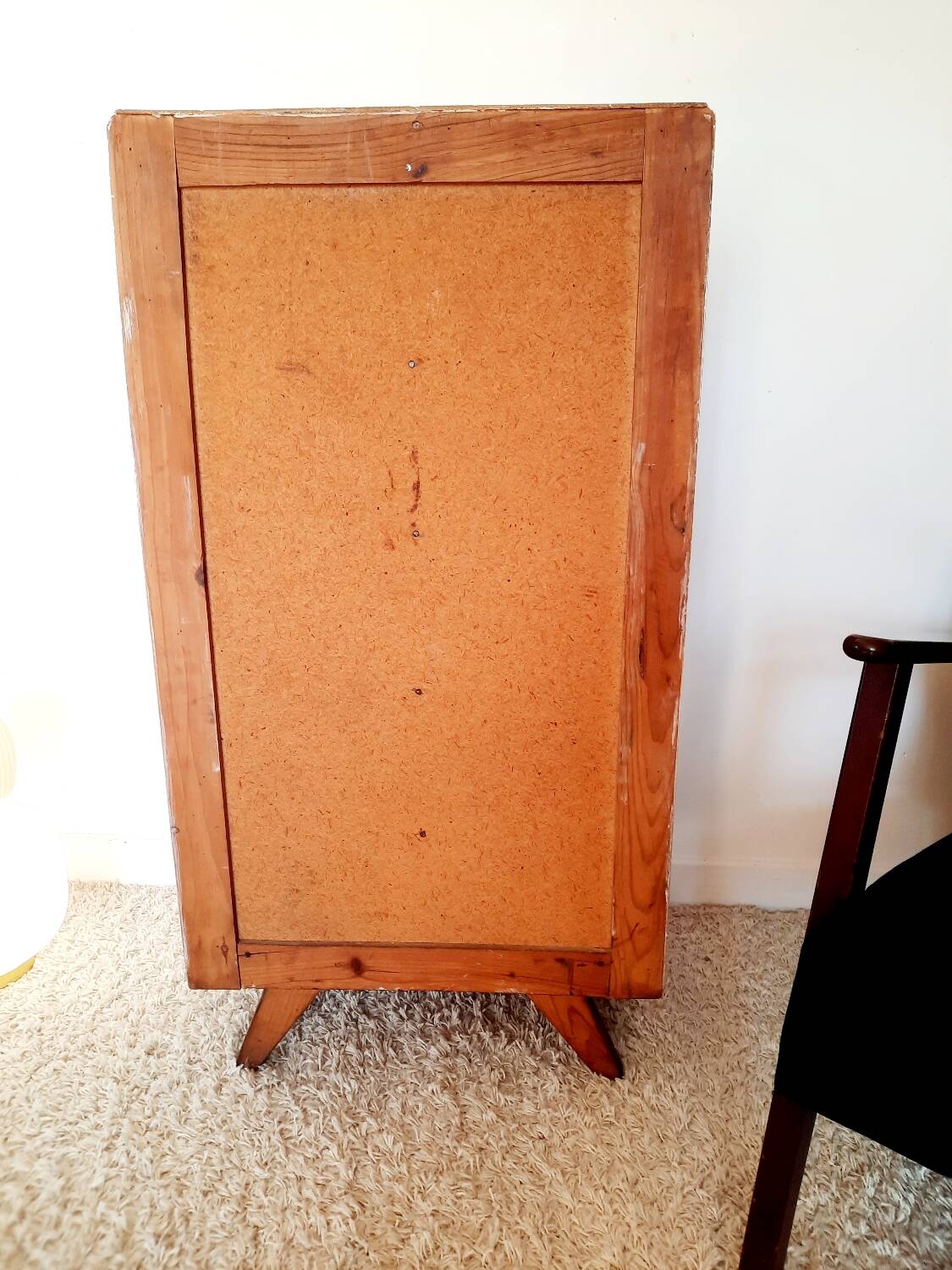 Chiffonnier/ Commode haute ancienne patinée blanc pieds compas