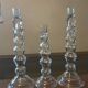 Trio of designer blown glass candle holders