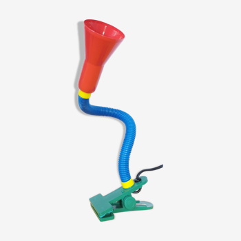 Postmodern multi-colored flexible clamp lamp 1980