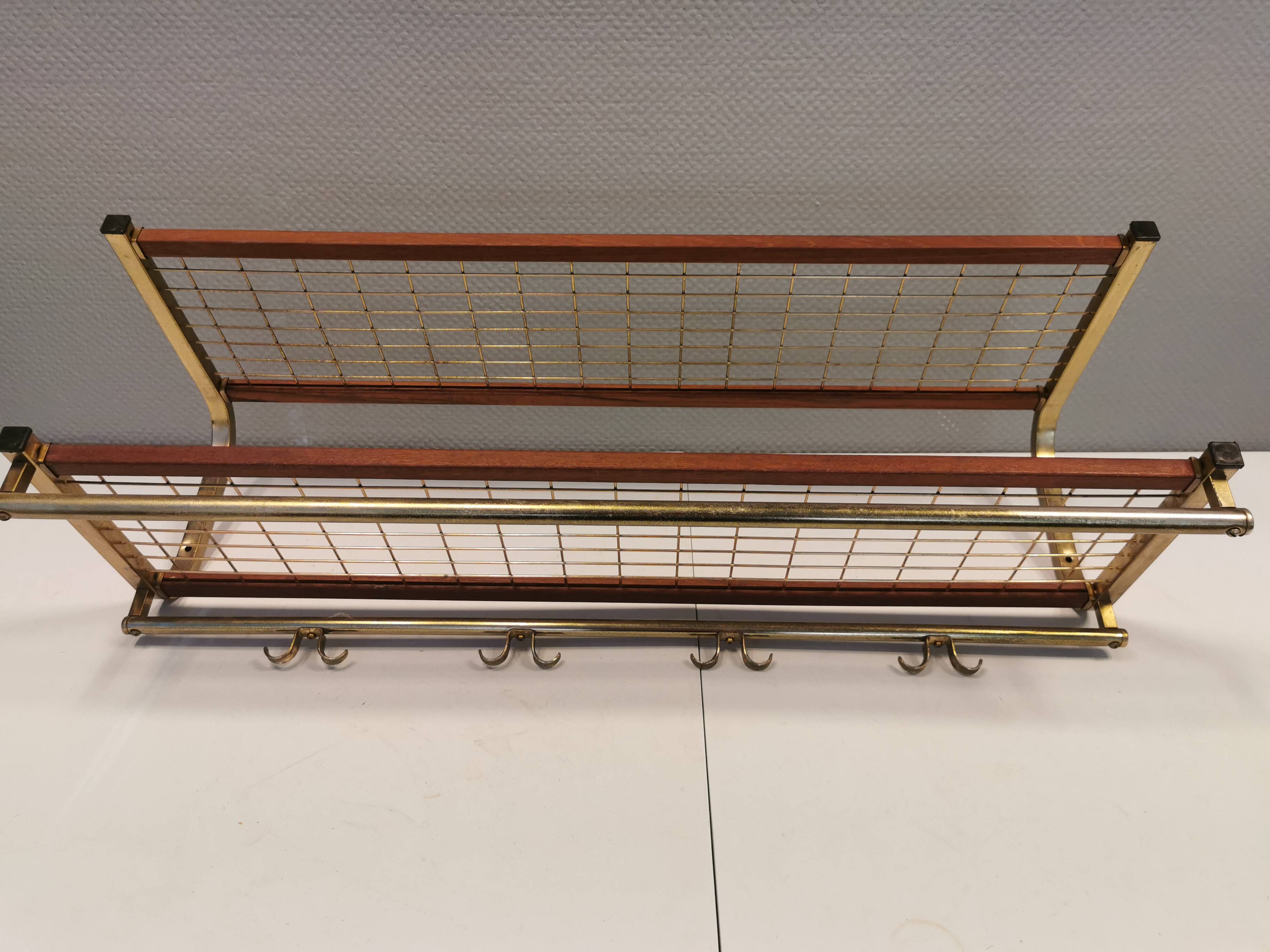Vintage hat rack, wall-mounted clothes rack, produced in Sweden in the 1960s by Isakssons Habo