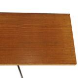 Vintage Coffee Table Side Table Wooden Top Chrome Wheels 90cm
