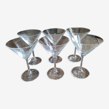 Set of 6 champagne glasses crystalline cocktail shape
