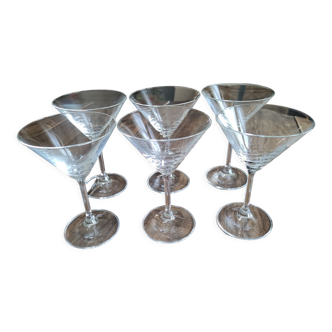 Set of 6 champagne glasses crystalline cocktail shape