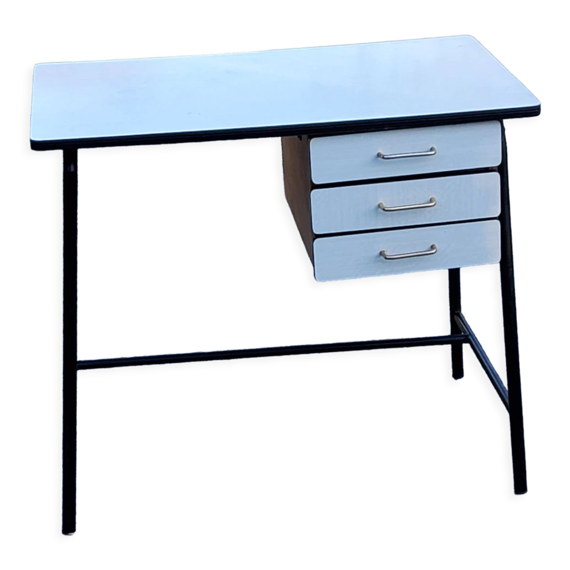 Office of 50/60s in formica base tubes black metal 3 drawers