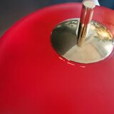 Vintage table lamp with bell shade and brass base