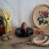 Set of 2 black octagonal egg cups