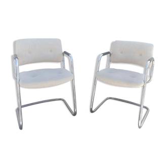 Pair of steelcase strafor 70s sledge foot chairs