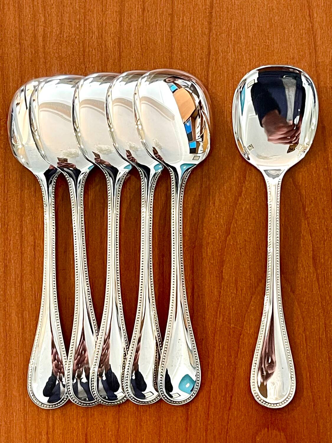 Christofle pearls, 6 ice cream spoons, sorbet, new condition