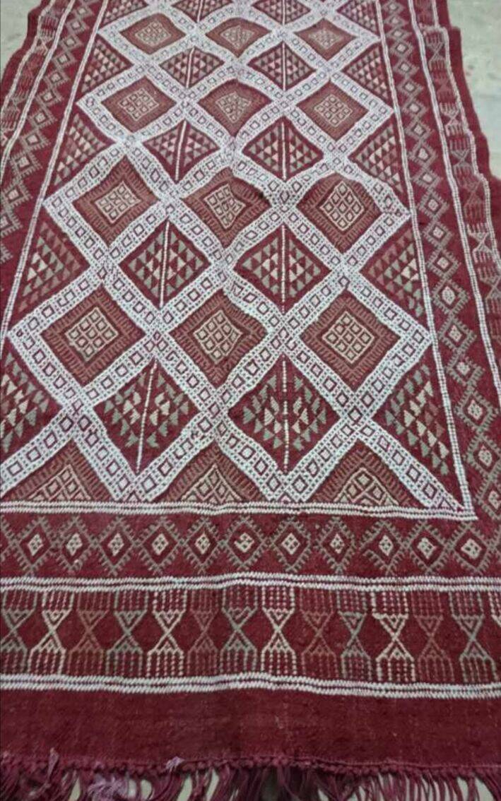 Brown margoum rug hand-woven in natural wool