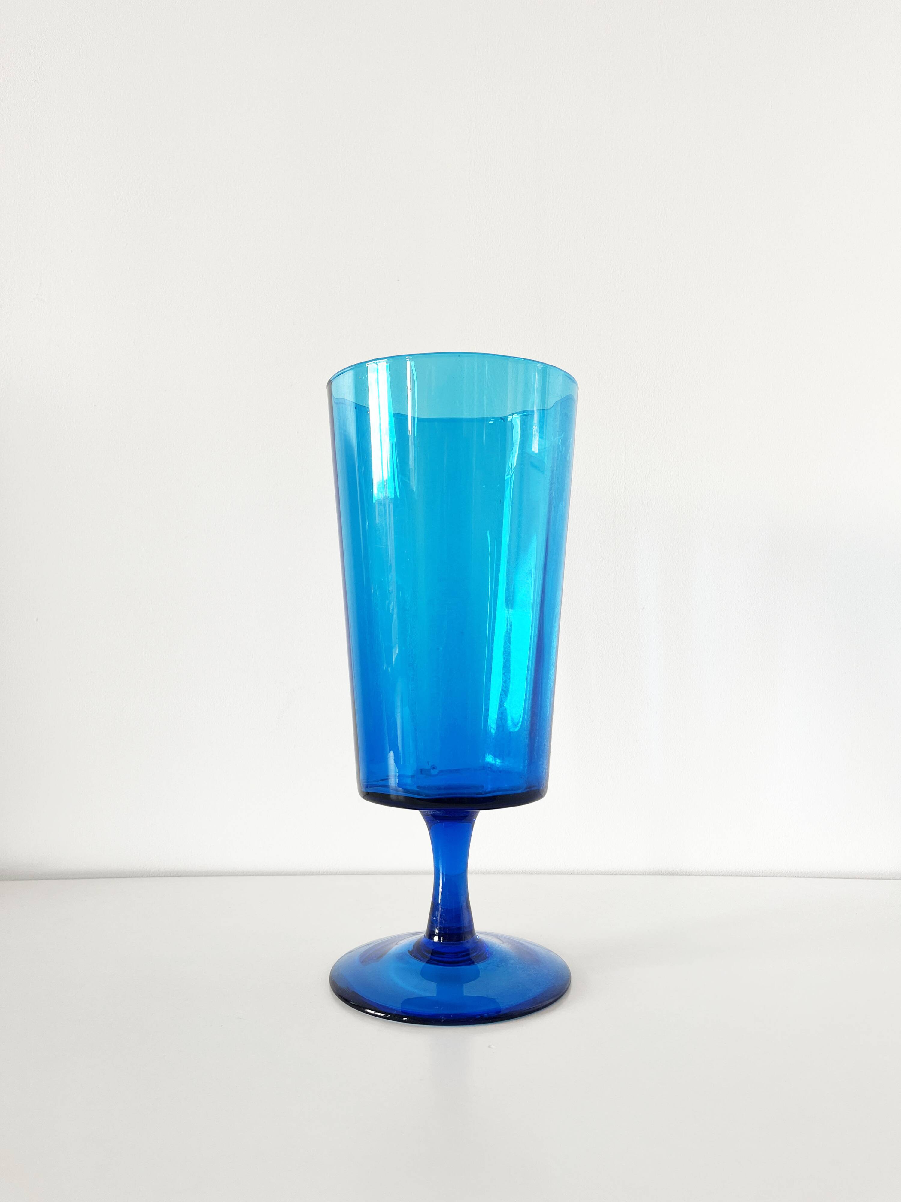 Blue pedestal vase - Italy Empoli 1960