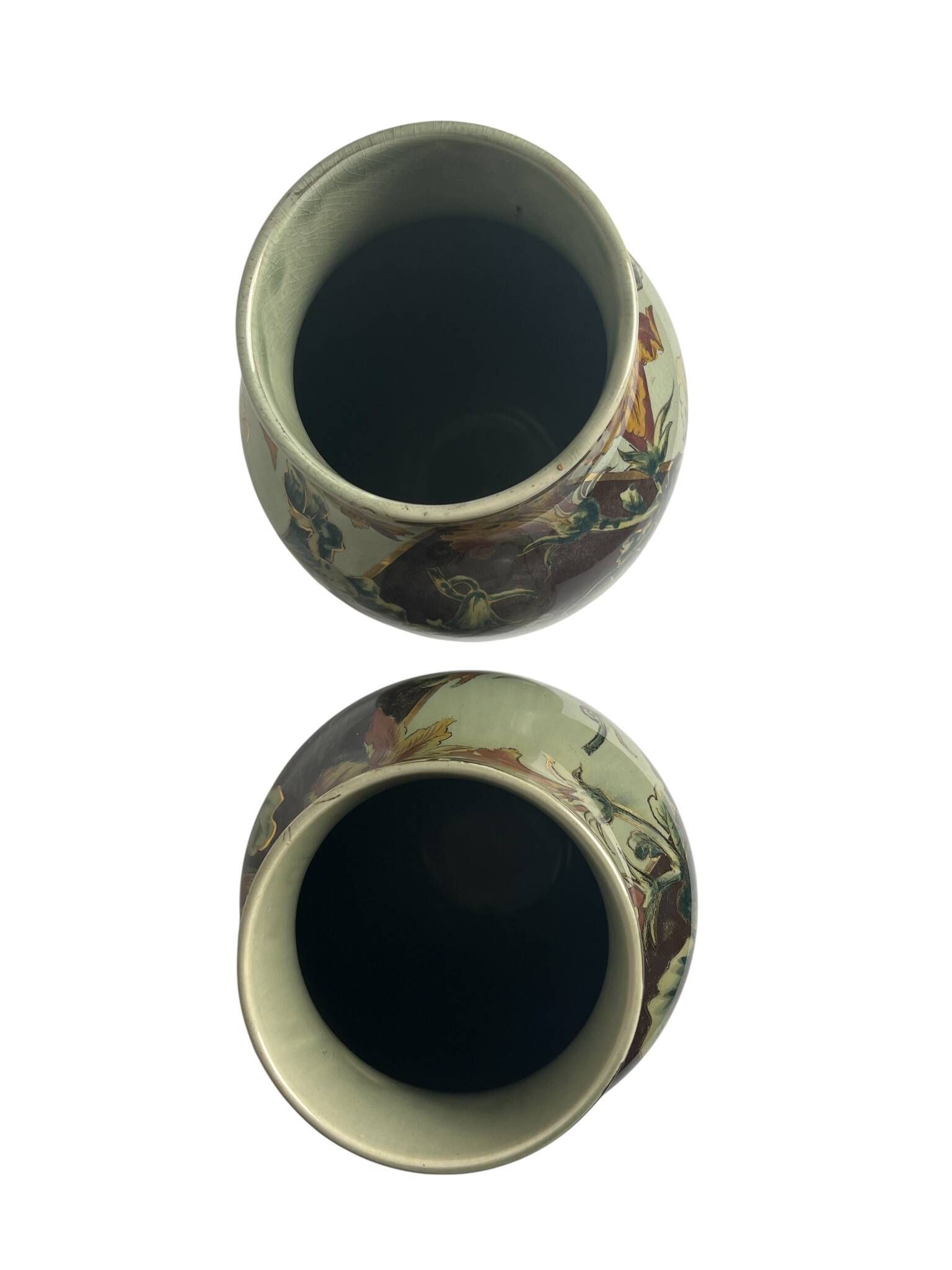 Art Deco, pair of Lunéville earthenware vases circa 1930